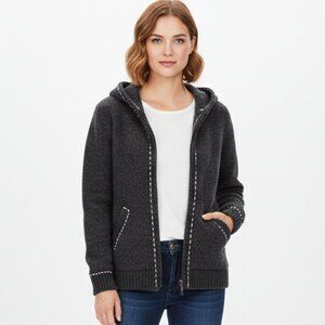 Balta Wool Zip Hoodie Sweater | Hand Knit Fleece Lined | Small